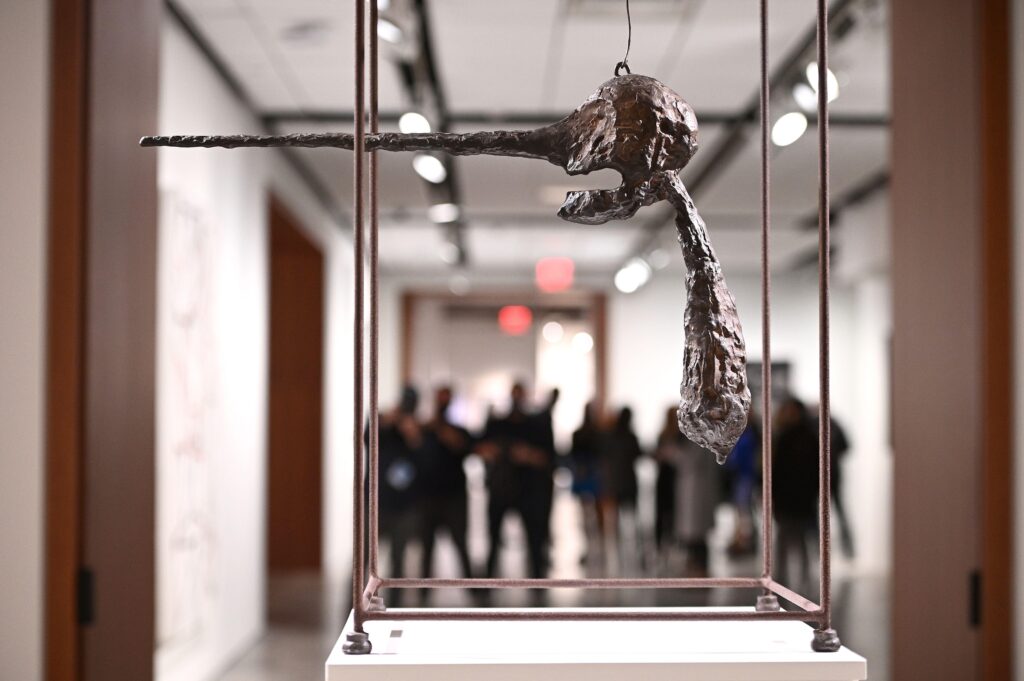  Alberto Giacometti's La Nez sculpture at the press preview for Sotheby's Marquee Evening Sales starring the Macklowe Collection, New York, NY, November 5, 2021. (Photo by Anthony Behar/Sipa USA) Credit: Sipa USA/Alamy Live News